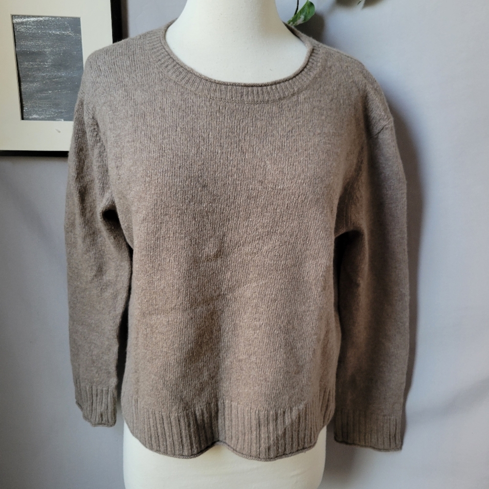 Jenni Kayne Neutral Taupe Crewneck Sweater